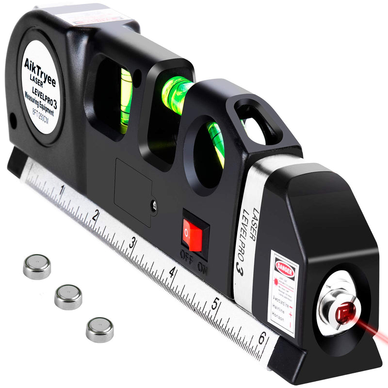 Laser Level Line Tool, Multipurpose Laser Level Kit Standard Cross Line Laser Leveler Beam Tool with Metric Rulers 8Ft/2.5M for Picture Hanging