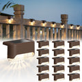 JACKYLED Solar Fence Lights 16 Pack Outdoor Solar Deck Light IP65 Waterproof Solar Step Lights Outdoor Lighting for Garden Deck Fence Railing