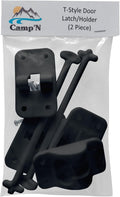 Camp'N 6" RV Door Holder and Latch - Camper & Trailer Door Catch - T Style OEM - Black 2 Pack with Hardware 6 Inch Black