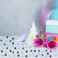 100pcs Airplane Confetti, Blue&Black Glitter Plane Table Confetti, Boys Birthday Paper Scatters, Baby Shower/Retirement/Travel Theme Party Table