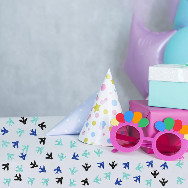 100pcs Airplane Confetti, Blue&Black Glitter Plane Table Confetti, Boys Birthday Paper Scatters, Baby Shower/Retirement/Travel Theme Party Table