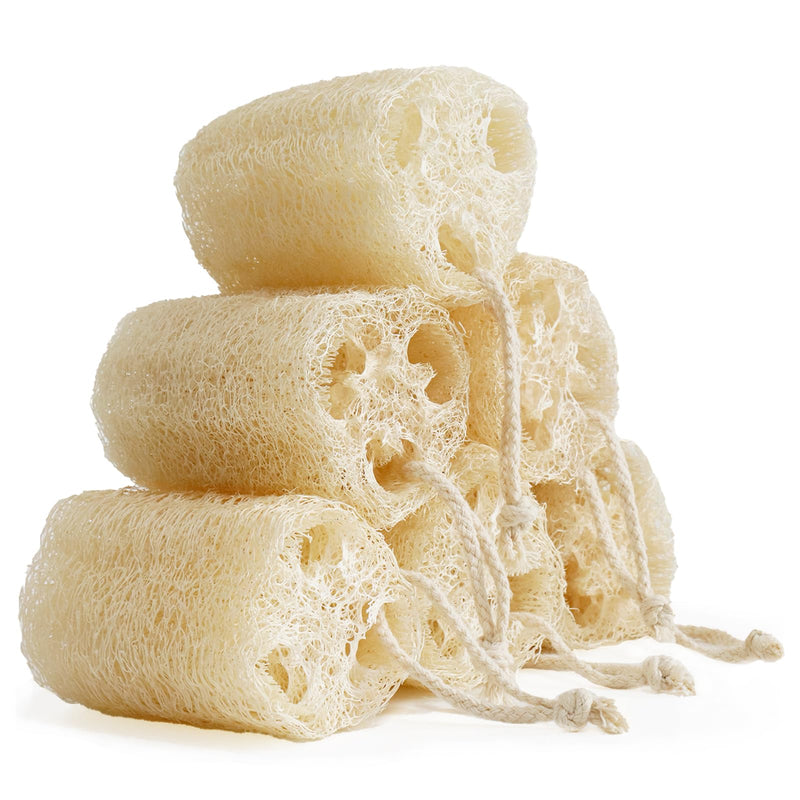 Natural Loofah Sponge Shower Organic Luffa Bath Loofa Exfoliating Body Scrubber Loofah for Men Women Adults Back Face Body Skin SPA Care - 6 Pieces