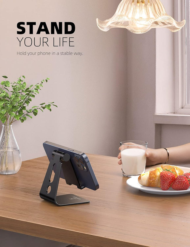 Lamicall Adjustable Cell Phone Stand, Desk Phone Holder, Cradle, Dock, Compatible with Iphone 16, 15, 14, Plus, Pro, Pro