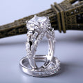 Jeulia Skull Engagement Ring Sets Sterling Silver Promise Eternity Band Rings Diamond Princess Cut with Cubic Zirconia Wedding Engagement