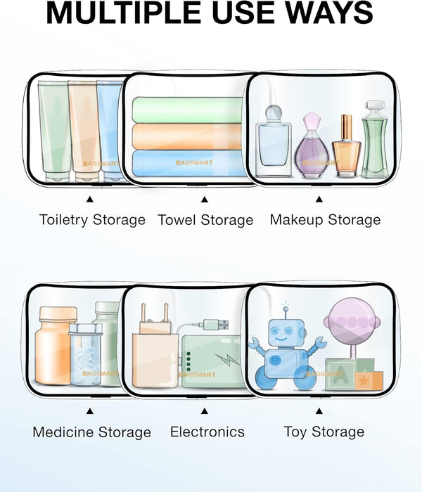 BAGSMART Clear Toiletry Bag 2-Pack TSA Approved Water-Repellent, Black | Carry on Travel Accessories Bag, Airport Airline Quart Size Bags for