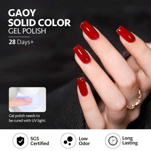 GAOY Burgundy Red Gel Nail Polish Set, Dark Cherry Wine Red Colors | Pigmented, Opaque, Long Lasting, Easy to Apply, Christmas Holiday, Salon