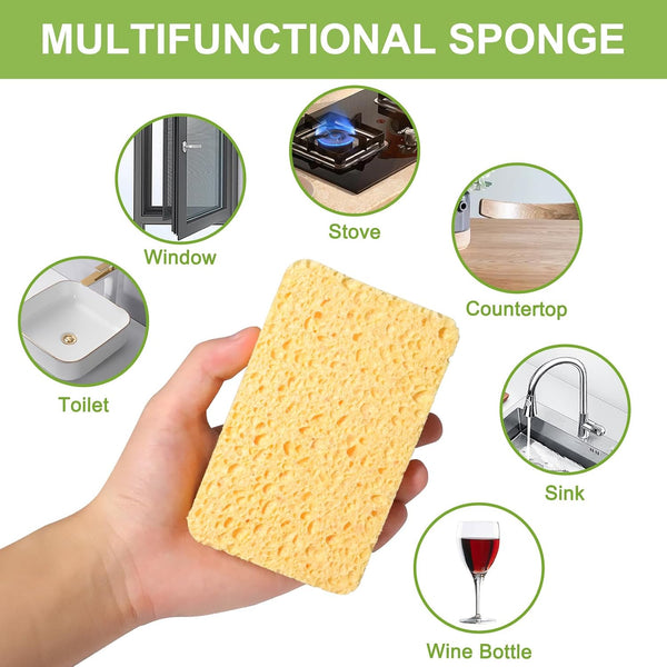Yolaist 12 Pack Non-Scratch Scrub Sponge, Natural Kitchen Sponges for Cleaning Kitchen, Scratch Free Biodegradable Sponges for Dishes, No-Stick