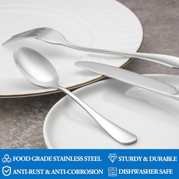 16 Pcs Forks and Spoons Silverware Set,Food Grade Stainless Steel Flatware Cutlery Set for Home,Kitchen and Restaurant,Mirror Polished,Dishwasher