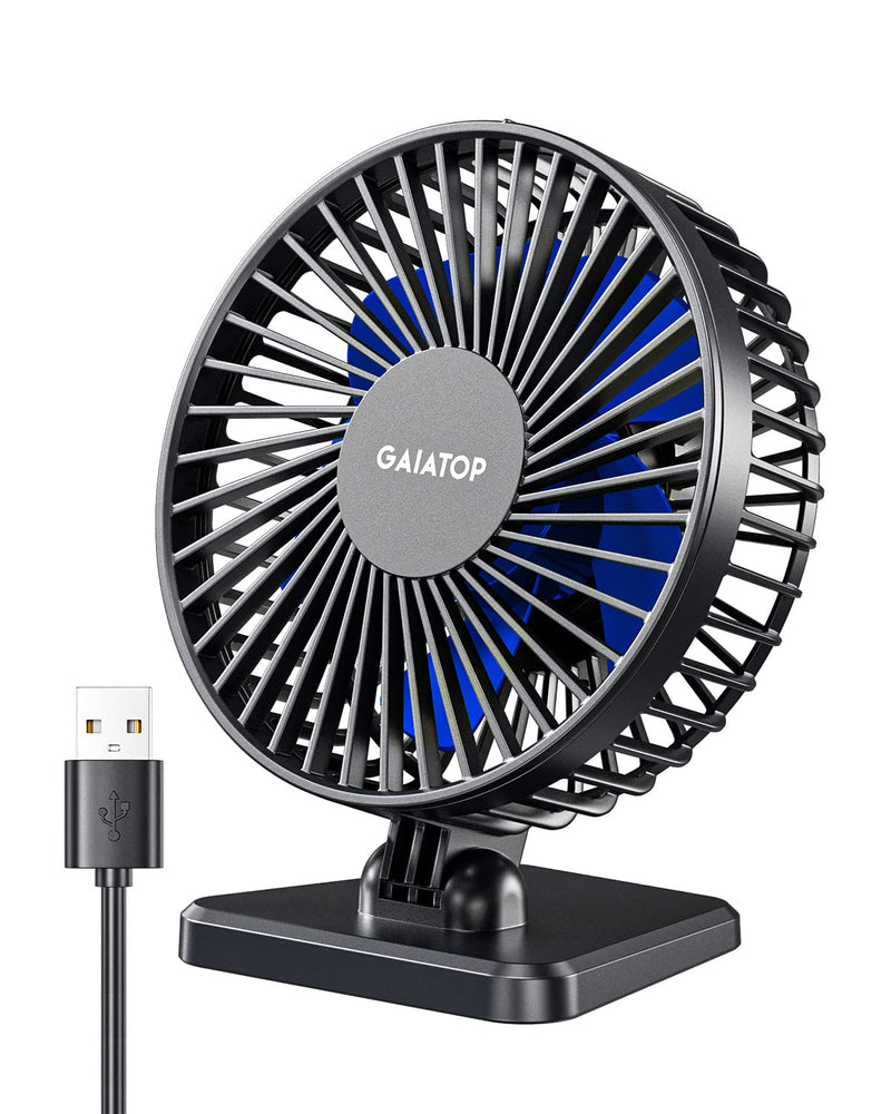 Gaiatop USB Desk Fan, Small But Powerful, Personal Portable Quiet 3 Speeds, Adjustable Mini Table Desktop fan for Cooling Home Office Car Summer