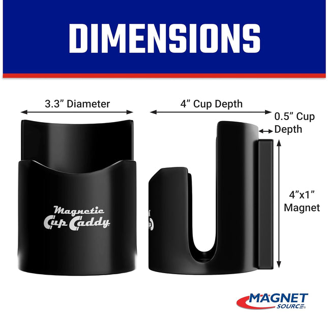Master Magnetics Magnetic Cup Holder - Caddy for Bottles, Glasses, and Cans - Fits on Fridge, Lawnmower, Forklift, Cart,