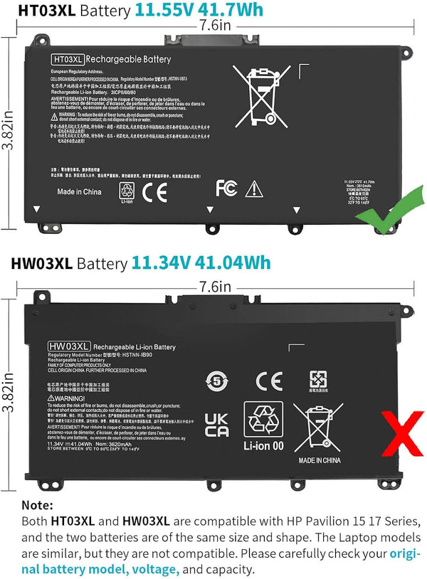 HT03XL L11119-855 Laptop Battery for HP Pavilion 14-CE 14-CF 14-DF 15-CS 15-DA 15-DB 15-DW 17-by 17-CA Series 15-CS0053CL 15-DW0033NR 15-DA0014DX