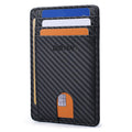 Buffway Slim Minimalist Front Pocket RFID Blocking Leather Wallets for Men and Women - Carbon Fiber Black Small Carbon Fiber Black