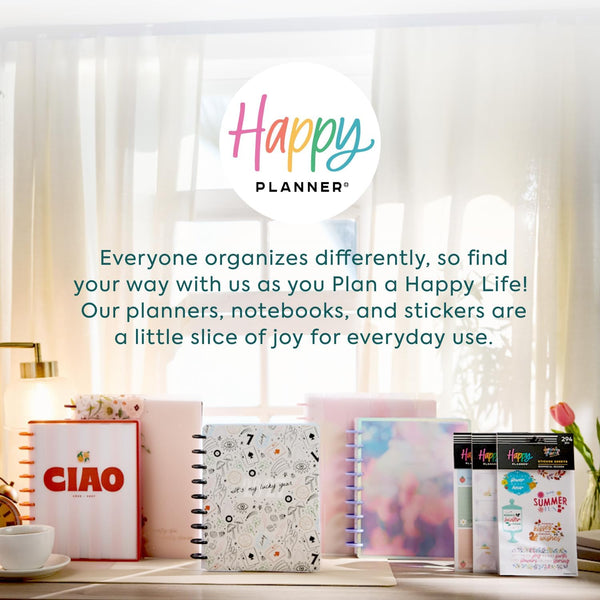 Happy Planner Disc-Bound Planner July 2026–June 2027, Classic Size | Includes 3 extra months and 2 sticker sheets, 7" x 9.25", Dashboard Layout,