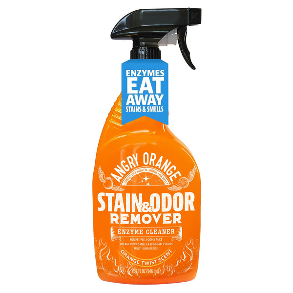 Angry Orange Stain Remover - 32oz Enzyme Pet Cleaner - Dog & Cat Urine Destroyer and Stain Remover - Citrus Spray Cleaning Solution - Puppy