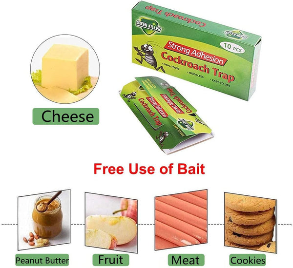 Cockroach Trap Roach Killer Indoor Home Non-Toxic Sticky Bug Glue Trap for Roach, Ants, Spiders, Bugs, Beetles, Crickets (10 Pack)