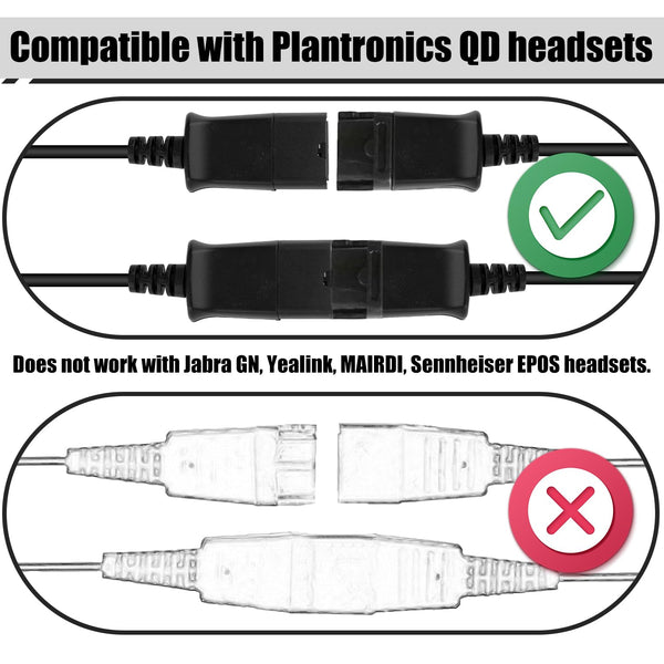 USB Adapter Cable, 49.2 Inch Long QD (Quick Disconnect) to USB Type a Plug USB-A Male Cable for Plantronics QD Headset Computer Laptop PC Soft
