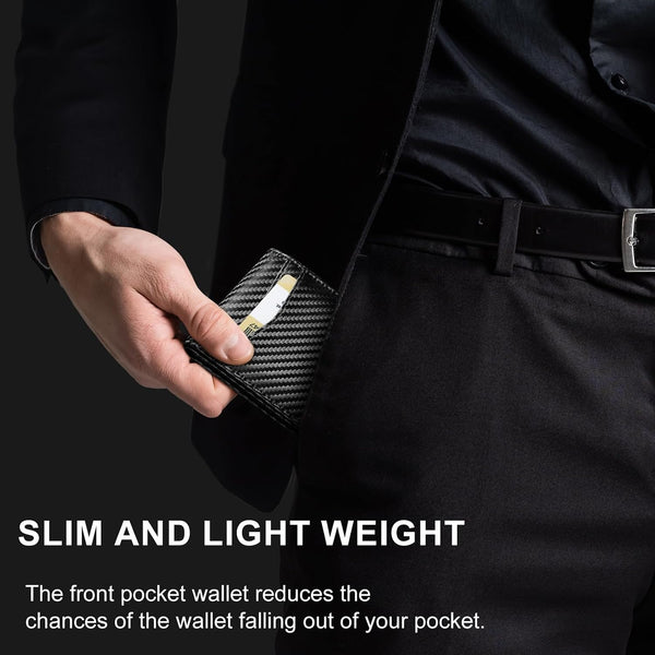 furid Leather Wallet Compatible with Airtag: Slim Air Tag Wallet for Men RFID Blocking, Bifold, Front Pocket, Minimalist Card Holder | RFID