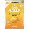 HALLS Cough & Throat Relief Honey Lemon Sugar Free Cough Drops, 180 ct | No Synthetic Dyes, Bulk Pack Honey-Lemon 180 Count (Pack of 1)