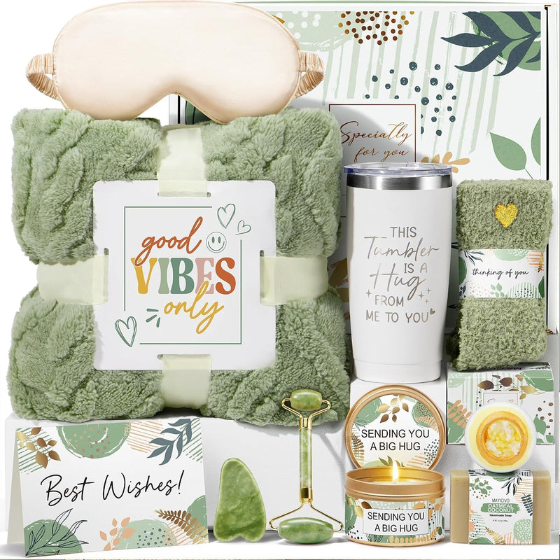 Self Care Gifts for Women Get Well Soon Gifts Basket, Birthday Gifts for Women Care Package Relaxing Spa Gifts Thinking of You Gifts W/ Blanket,