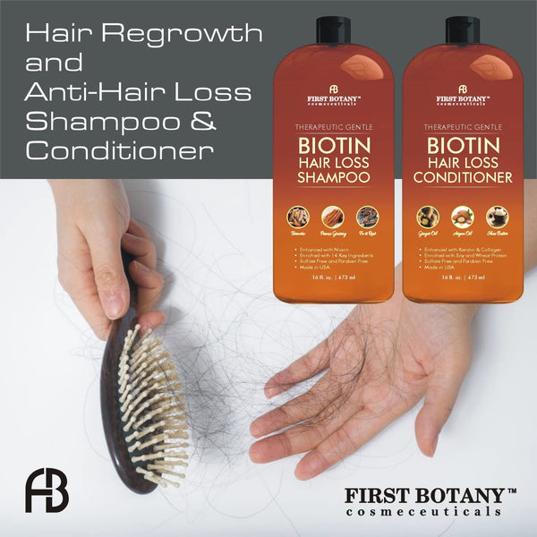 First Botany, Hair Growth Shampoo Conditioner Set - An Anti Hair Loss Biotin Shampoo & Conditioner with DHT blockers to fight Hair Loss For Men &