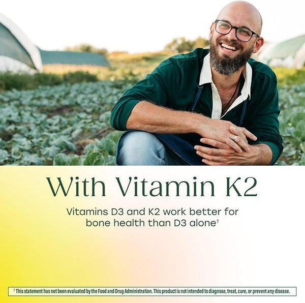 MegaFood Vitamin D3 & K2 5000 IU (125 mcg), 60 Mini Capsules 60 Count (Pack of 1)