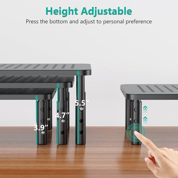 WALI Computer Monitor Stand for Desk, Adjustable Laptop Riser, up to 44 lbs Metal Black 14 in 1