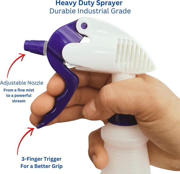4 Pack 32 oz, Heavy Duty Spray Bottles for Cleaning, Chemical Resistant Plastic Spray Bottles, Industrial-Grade HDPE Commercial Spray Bottle with