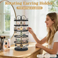 MODOWEY Rotating Earring Holder Organizer Stand, 5 Tier Metal Tree Display for Women Vendors, 220 Holes Adjustable Jewelry rack for Stud Hoop
