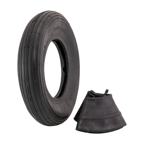 Marathon 4.80/4.00-8" Ribbed Tread Replacement Pneumatic (Air-Filled) Tire and Inner Tube Set, Fits 8-Inch Wheel/Rim, Wheelbarrow/Garden Cart/Lawn