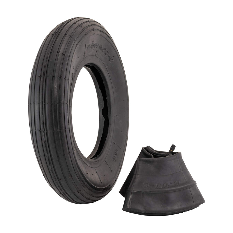 Marathon 4.80/4.00-8" Ribbed Tread Replacement Pneumatic (Air-Filled) Tire and Inner Tube Set, Fits 8-Inch Wheel/Rim, Wheelbarrow/Garden Cart/Lawn