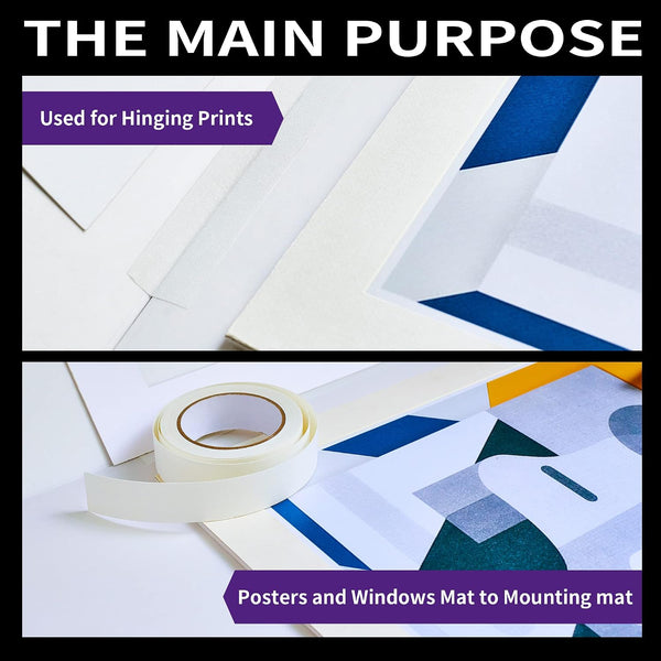 Linen Hinging Tape - Self-Adhesive Hinging Tape for Prints Matte Frames, Artwork Matting - Acid Free 1.25inch x 35ft 1.25 inch x 35 feet