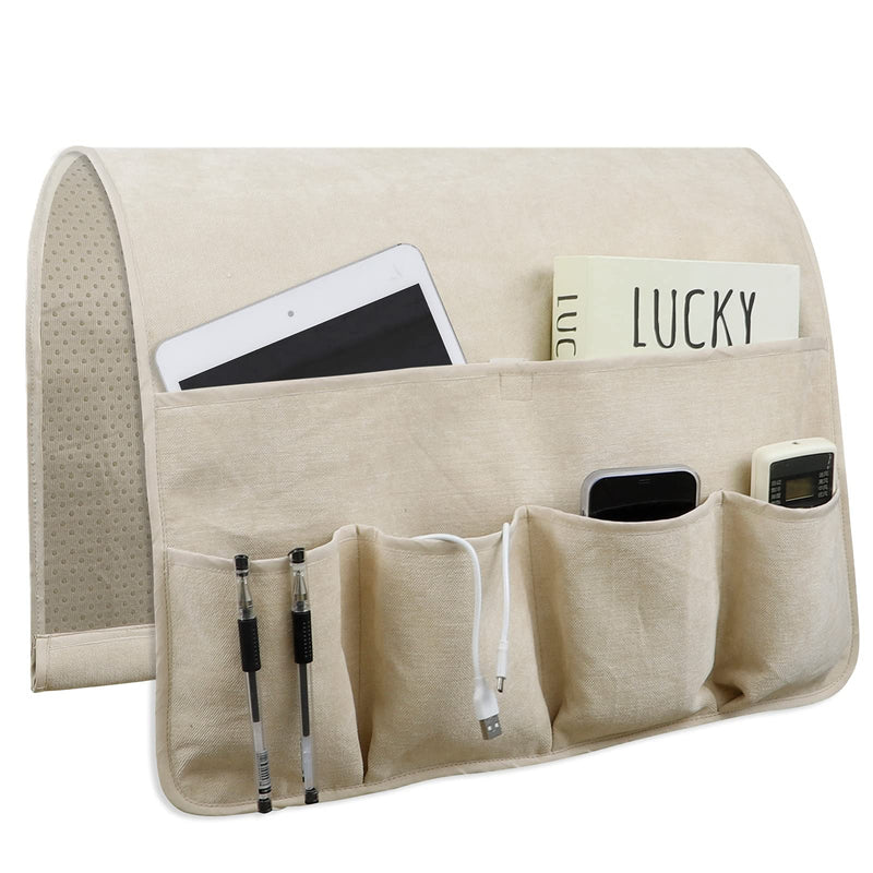 Remote Control Holders for Armchairs, Couch Caddy, Featuring Non-Slip Bases | 5 Pockets Bedside Storage Pocket for TV Remote Holder, Phone Tablet
