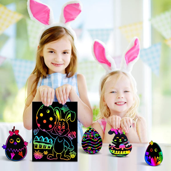 FUNNYB&G Rainbow Scratch Paper Art for Kids - 60 Pcs Magic Rainbow Scratch Paper off Set Scratch Easter Crafts Arts Supplies Kits Pads Sheets for
