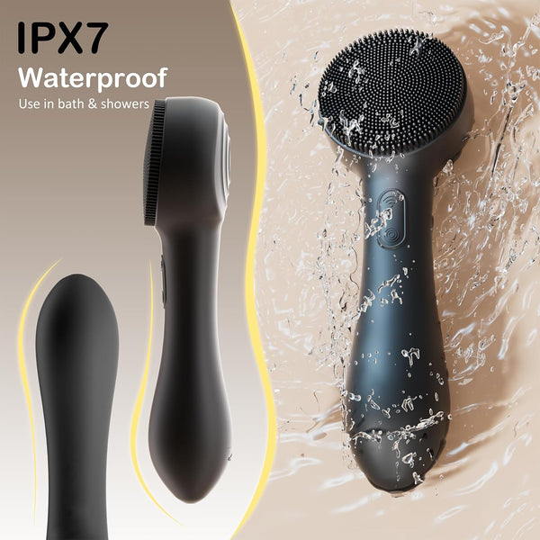 Facial Cleansing Brush Silicone Face Scrubber Waterproof Rechargeable Exfoliator Massage Device for Men & Women, Deep Pore Cleansing, Exfoliating,