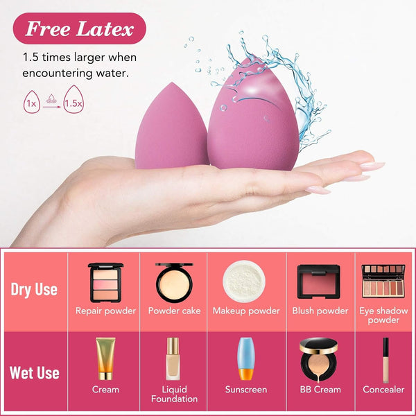 14PCS Makeup Sponge Set, Beauty Blender Sponge for Foundation Blending with 3PCS Mini Makeup Sponges & 4PCS Triangle Powder Puff, Soft Make Up
