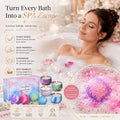 Bath Bombs Gift Set - 5 Large Fizzy Spa Bombs with 4 Scented Candles for Women - Moisturizing Bubble Bath with Essential Oils for Valentine's,