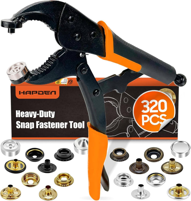 Snap Tool for Boat Covers, Heavy Duty Snap Fastener Tool, Snap Installation Tool with 320 PCS 4 Color 15Mm Metal Snaps f