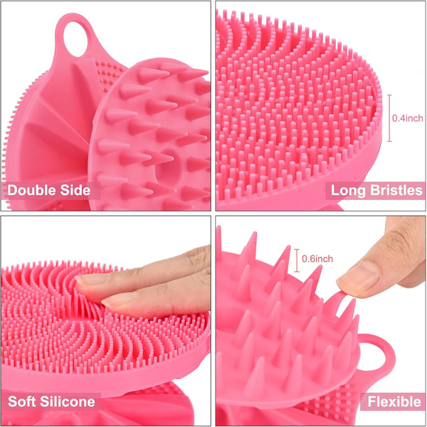 INNERNEED 2-In-1 Silicone Body Scrubber and Scalp Massager Shampoo Brush, Food-Grade Soft Material, More Hygienic, Easily Lather, Convenient for