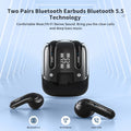 2 Pairs Wireless Earbuds Bluetooth 5.5 ,Wireless Ear Buds HIFI Bass Stereo Headphones with Noise Cancelling, LED Display Power in Ear Earphones