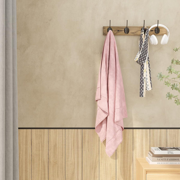 VERTORGAN Coat Hooks Wall Mounted, Wooden Hat Rack with 4 Hooks for Entryway, Bathroom,Bedroom(Brown) 1 Pack Brown