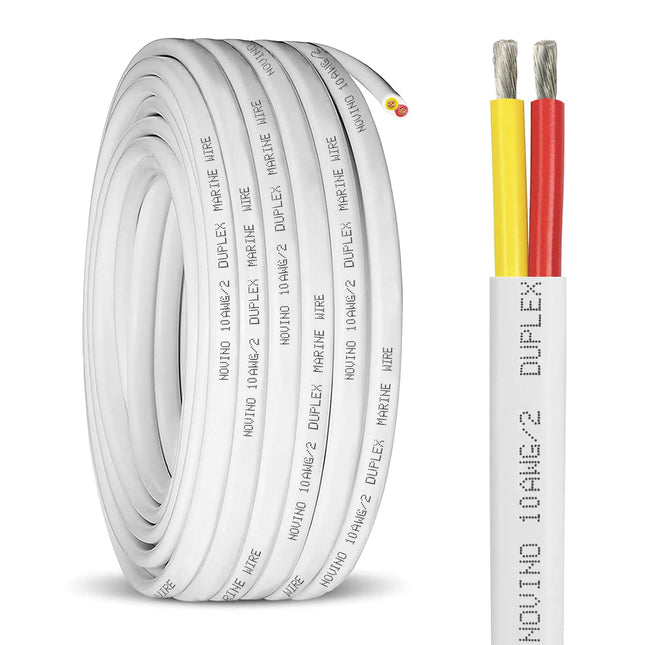 10 Gauge Marine Wire,10 AWG 50ft Marine Grade Wire Duplex Tinned Copper Heavy Duty Sheathed Cable for Automotive/RV/Camper/Trailer Outdoor Use 50