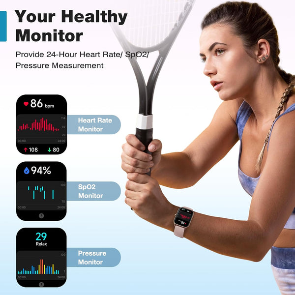 Fitpolo Smart Watch for Women,1.8Ã¢ÂÂ Touchscreen, Bluetooth Call, Alexa Built-In,24/7 Heart Rate Spo2 Monitor,Step Counting,Sleep Tracking, IP68