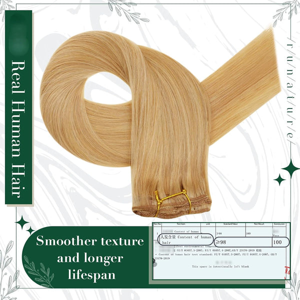 RUNATURE Clip in Extensions Real Human Hair, Remy Clip in Hair Extensions, Real Hair Extensions Clip Ins for Women, 10 Inch 50G 3Pcs, 6P24