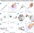 Silver Office Supplies Set Desk Accessory Kit, Acrylic Stapler Set