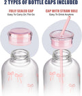 NiHome 25oz/750ml Clear Glass Water Bottle with 2 Caps & Stainless-Steel Straw, Temperature Resistant Durable High Borosilicate Glass Drinkware