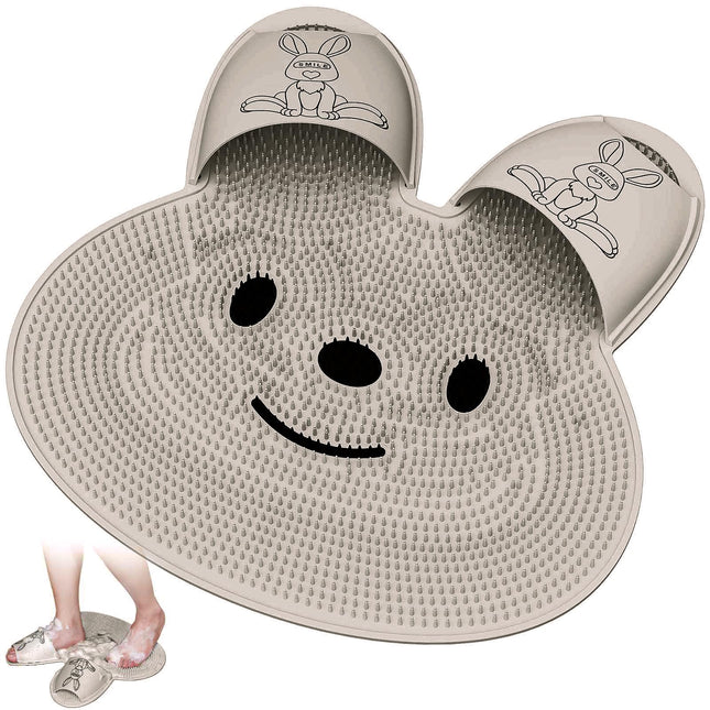 Manmihealth Upgrade Shower Foot Scrubber Mat with Non-Slip Suction Cups, Rabbit-