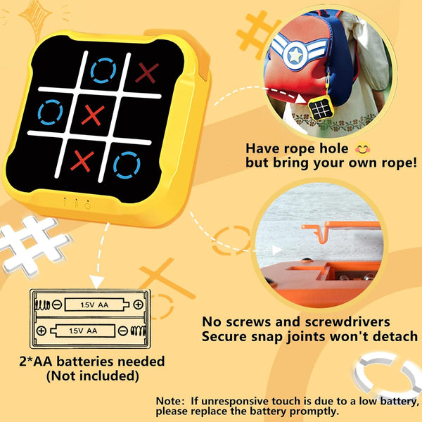 4-in-1 Tic Tac Toe Toys for Kid: Age 6-12 Kids Portable Sensory Puzzle Game | Electronic Toy for 6-12 Years Boys Girls - Development