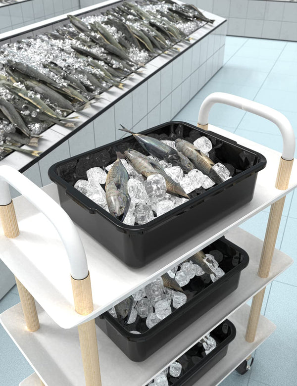 5-Pack Commercial Bus Tubs Box/Tote Box, Black Plastic Storage with Handles, Wash Basin Tub 8 Liter 8 Liter-Black Black