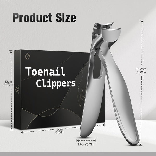 FERYES Angled Head Long Handled Toenail Clipper for Seniors - Large Wide Jaw Nail Clipper with Catcher for Thick Nails - Easier Trimming,