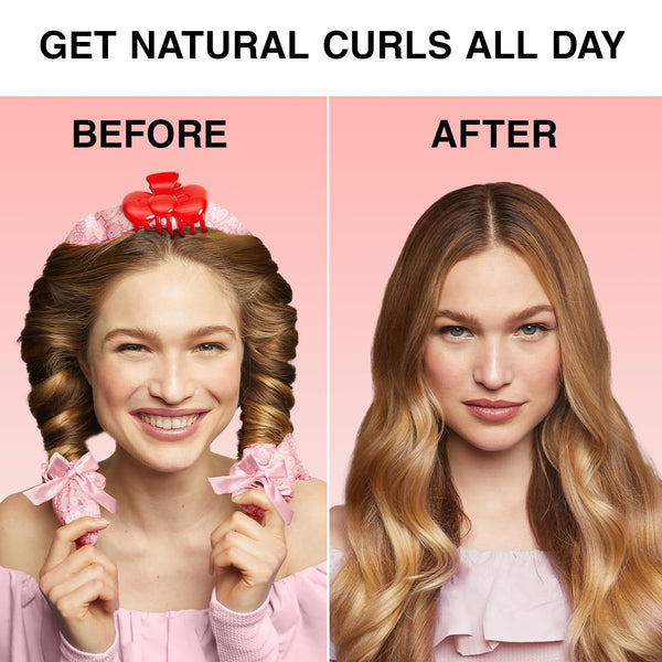 Hello Kitty X Kitsch XL Satin Heatless Curling Set- Heatless Hair Curler to Sleep in for Frizz-Free & Soft Curls, Comes with Bow Shape Design Hair